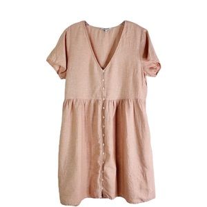 Madewell pink peach blush linen button babydoll dress medium
